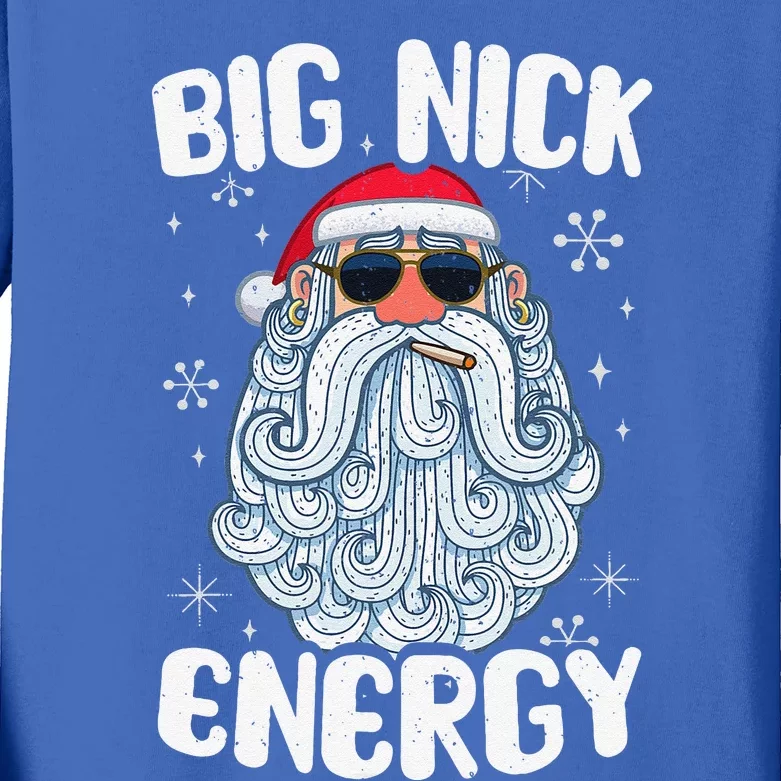 Big Nick Energy Funny Santas Xmas Christmas Kids Long Sleeve Shirt