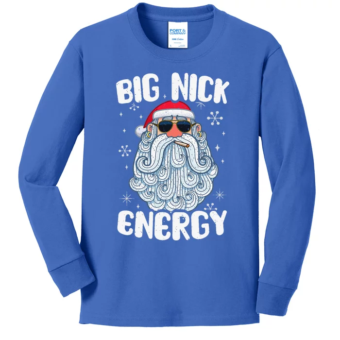 Big Nick Energy Funny Santas Xmas Christmas Kids Long Sleeve Shirt