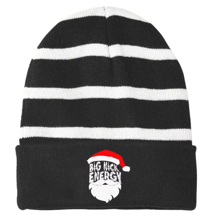 Big Nick Energy Santa Naughty Adult Humor Funny Christmas Striped Beanie with Solid Band