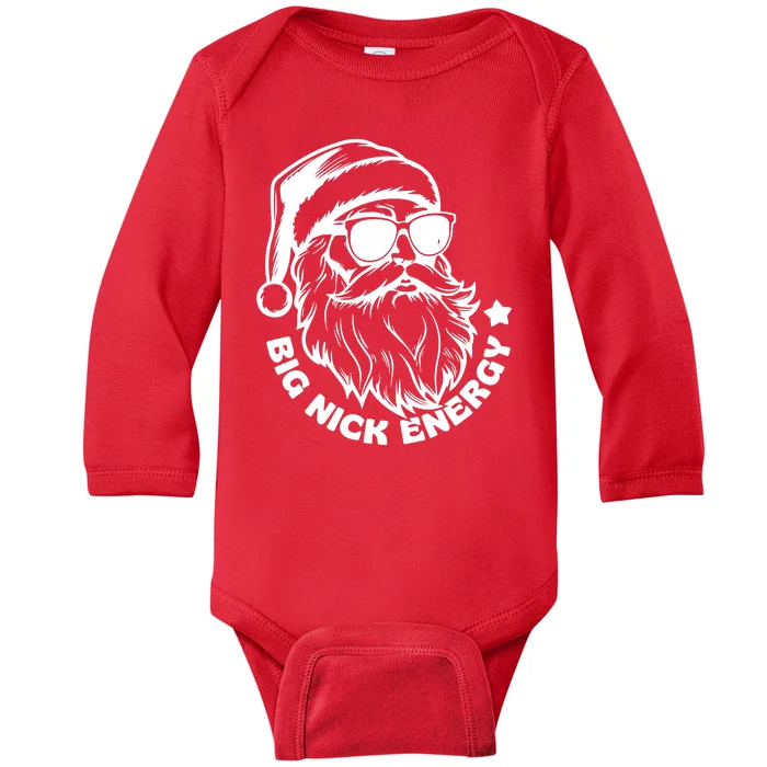 Big Nick Energy Funny Christmas Santa Baby Long Sleeve Bodysuit