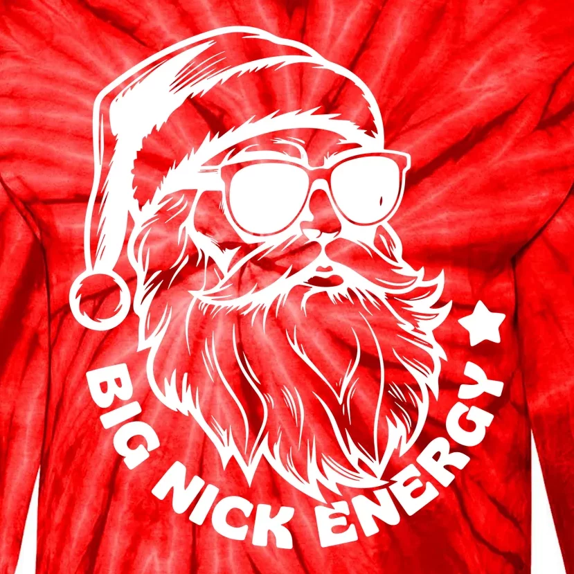 Big Nick Energy Funny Christmas Santa Tie-Dye Long Sleeve Shirt