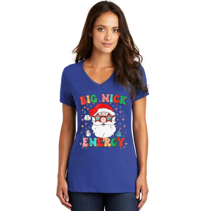 Big Nick Energy Funny Xmas Christmas Women's V-Neck T-Shirt