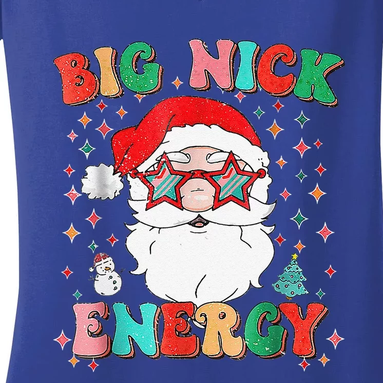 Big Nick Energy Funny Xmas Christmas Women's V-Neck T-Shirt