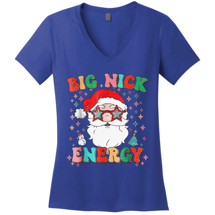 Big Nick Energy Funny Xmas Christmas Women's V-Neck T-Shirt