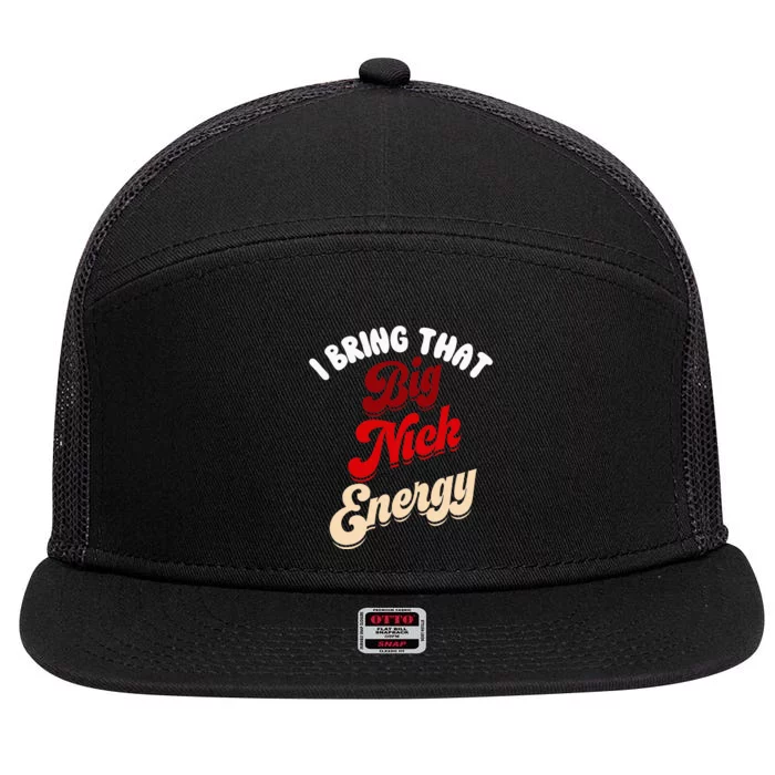 Big Nick Energy Santa Xmas Funny Christmas St Nick 7 Panel Mesh Trucker Snapback Hat