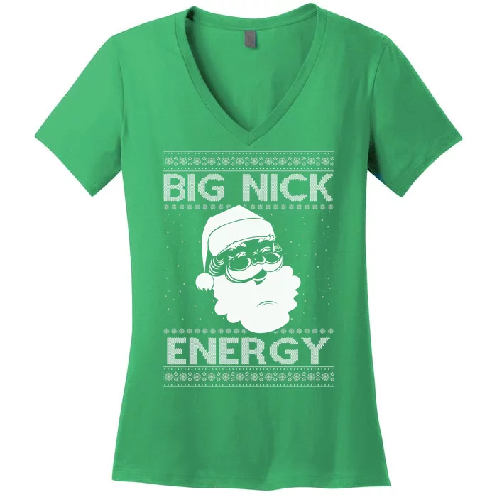 Big Nick Energy Funny Santa Christmas Women's V-Neck T-Shirt