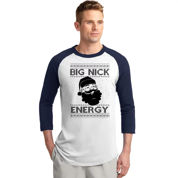 Big Nick Energy Funny Santa Christmas Baseball Sleeve Shirt