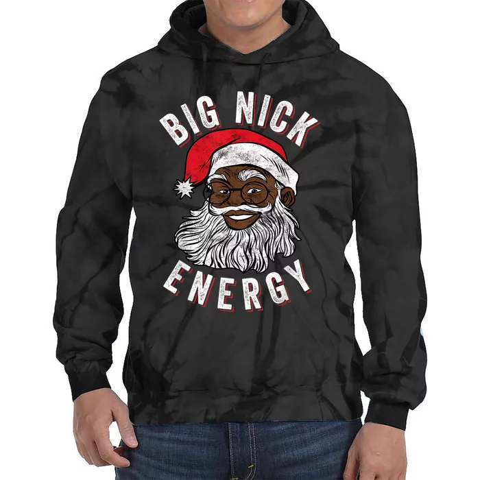 Big Nick Energy African American Santa Black Funny Christmas Tie Dye Hoodie