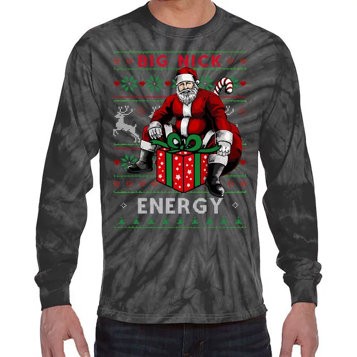 Big Nick Energy Funny Santa Ugly Christmas Xmas Tie-Dye Long Sleeve Shirt