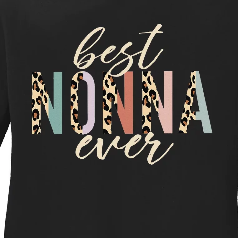 Best Nonna Ever Gifts Leopard Print Mothers Day Ladies Long Sleeve Shirt