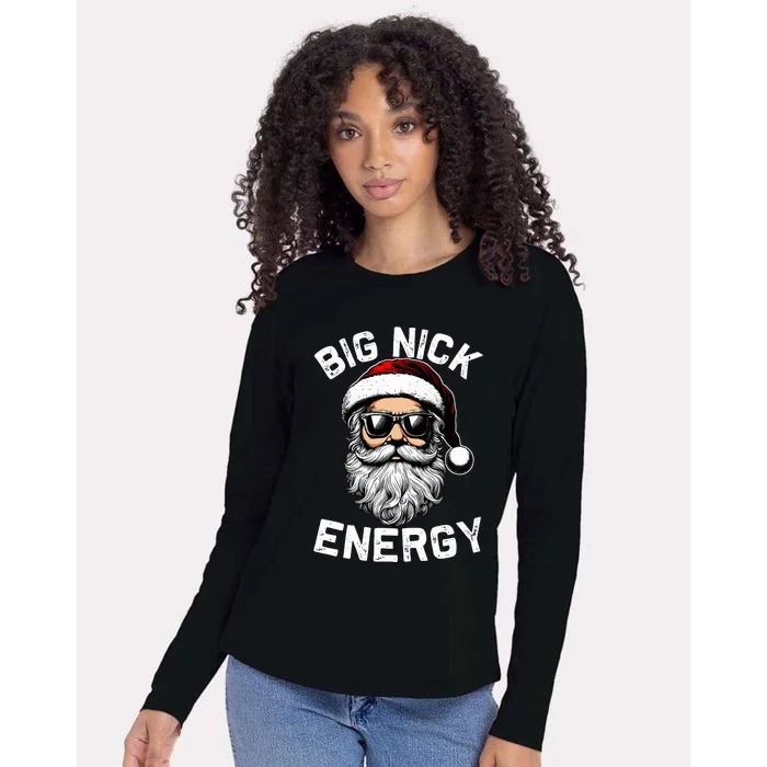 Big Nick Energy Funny Inappropriate Christmas Santa Face Womens Cotton Relaxed Long Sleeve T-Shirt