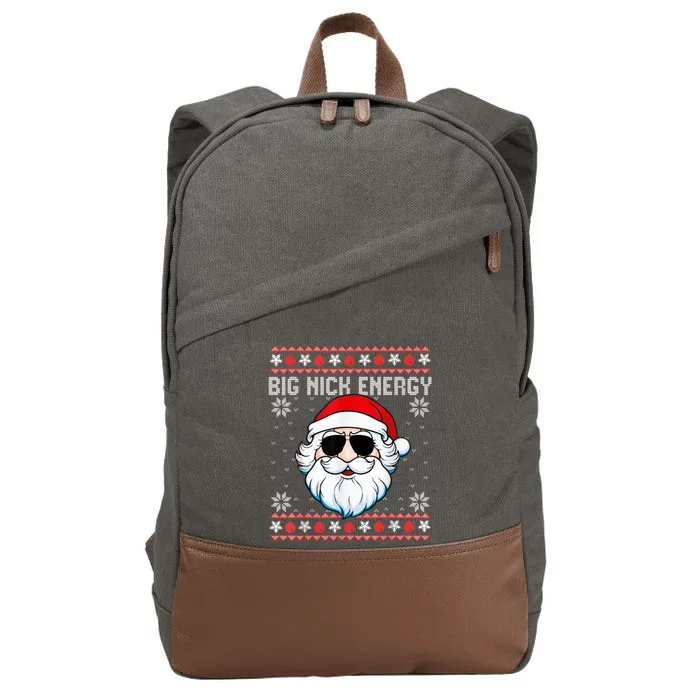 Big Nick Energy Santa Ugly Christmas Sweater Cotton Canvas Backpack