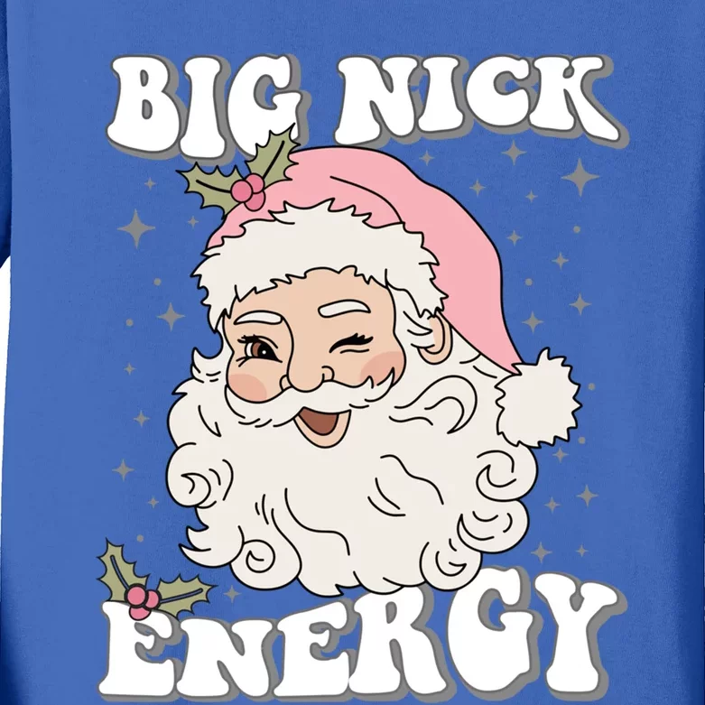 Big Nick Energy Funny Xmas Christmas Cute Santa Claus Great Gift Kids Long Sleeve Shirt