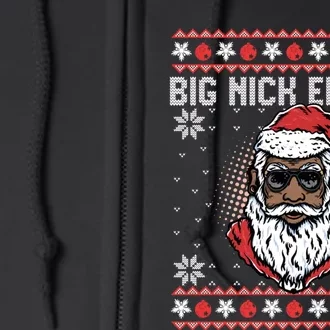 Big Nick Energy African American Santa Ugly Sweater Pullover Hoodie Full Zip Hoodie