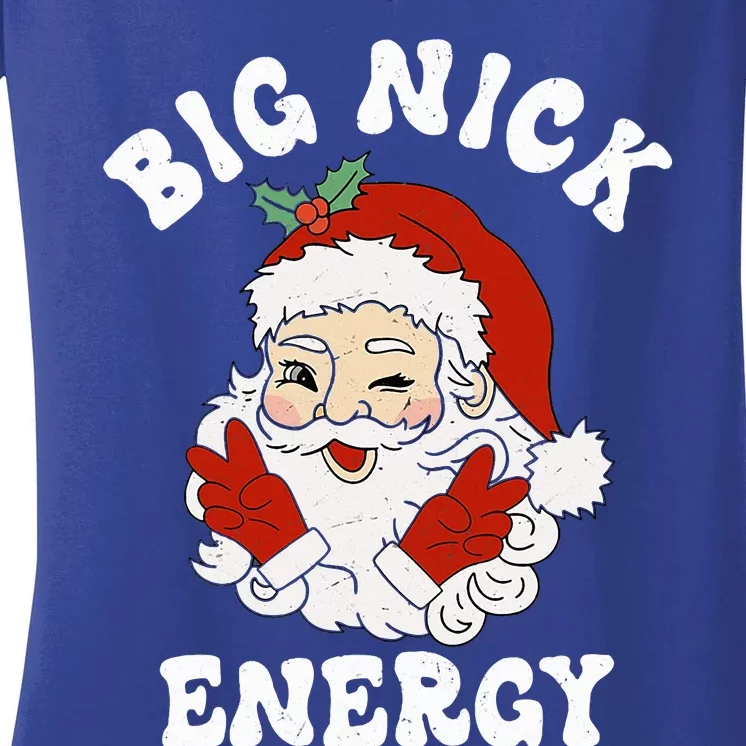 Big Nick Energy Funny Santa Christmas Women's V-Neck T-Shirt