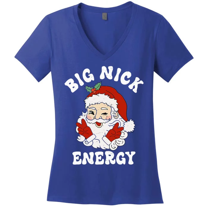 Big Nick Energy Funny Santa Christmas Women's V-Neck T-Shirt