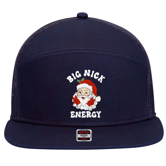 Big Nick Energy Funny Santa Christmas 7 Panel Mesh Trucker Snapback Hat