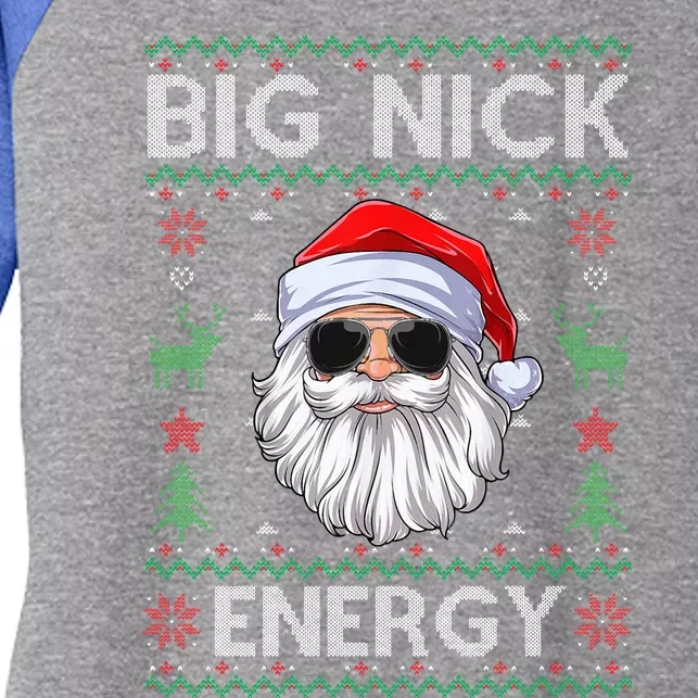 Big Nick Energy Santa Claus Ugly Christmas Sweater Women's Tri-Blend 3/4-Sleeve Raglan Shirt