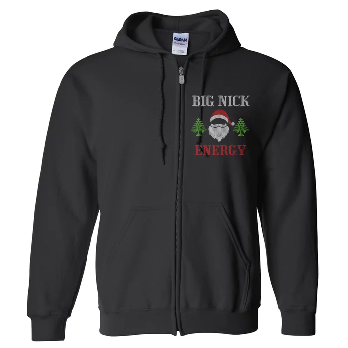 Big Nick Energy - Ugly Sweater - Big Nick Energy Santa Full Zip Hoodie