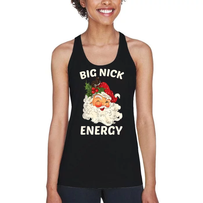 Big Nick Energy Funny Santa Christmas Women's Racerback Tank