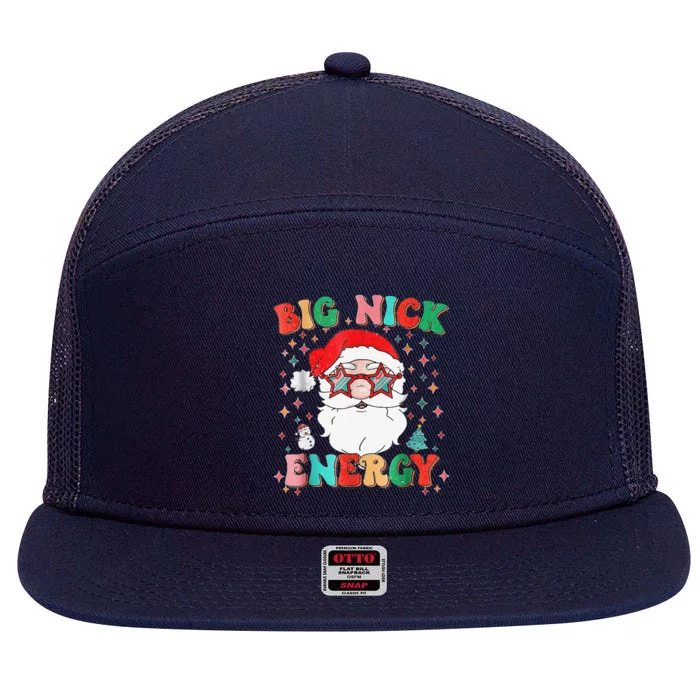 Big Nick Energy Funny Xmas Christmas 7 Panel Mesh Trucker Snapback Hat