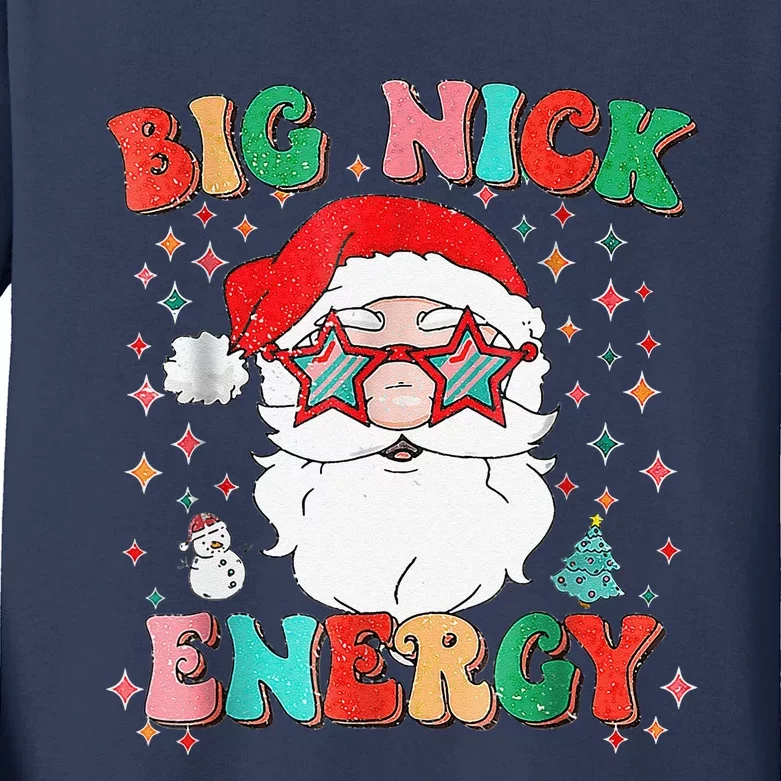 Big Nick Energy Funny Xmas Christmas Kids Long Sleeve Shirt