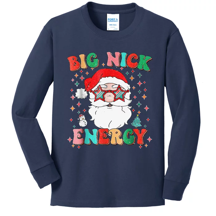 Big Nick Energy Funny Xmas Christmas Kids Long Sleeve Shirt