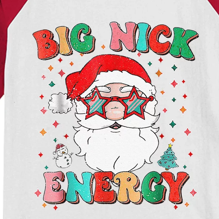 Big Nick Energy Funny Xmas Christmas Kids Colorblock Raglan Jersey