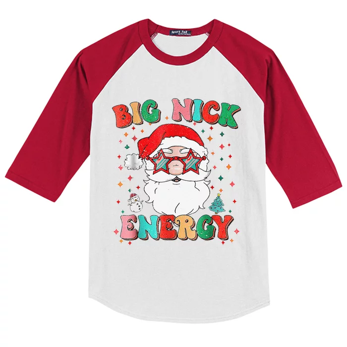 Big Nick Energy Funny Xmas Christmas Kids Colorblock Raglan Jersey