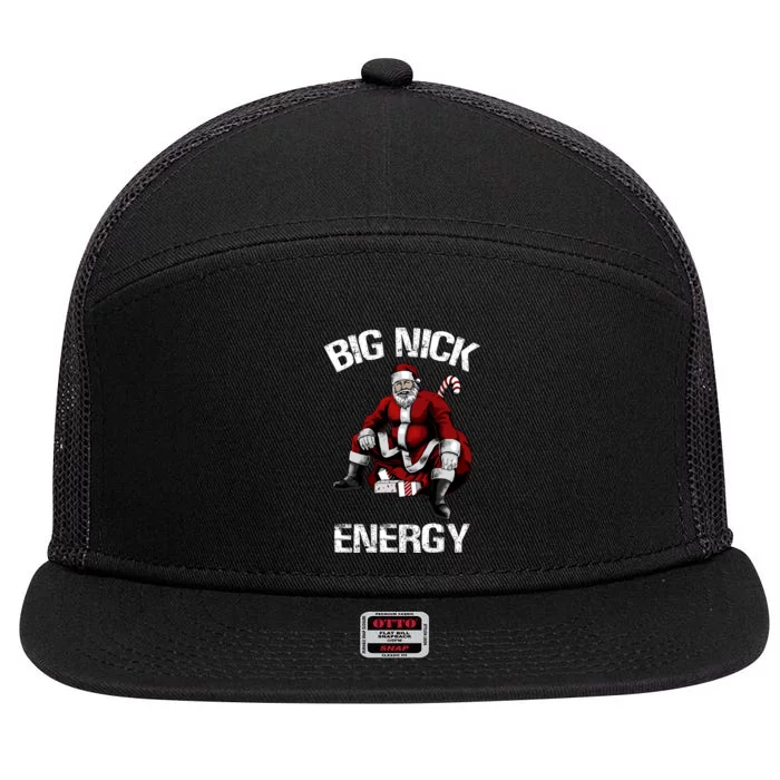 Big Nick Energy Funny Santa Christmas 7 Panel Mesh Trucker Snapback Hat