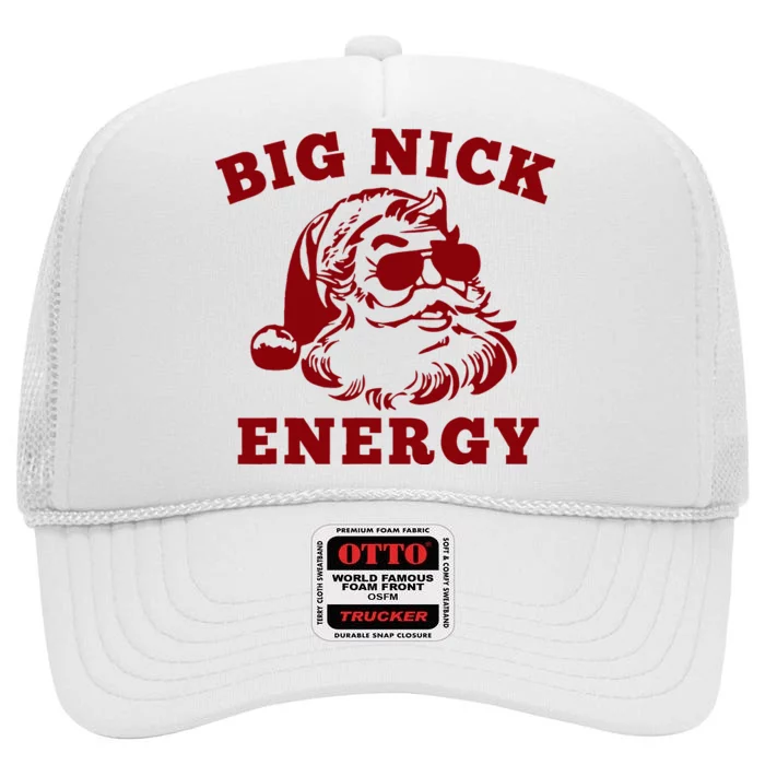 Big Nick Energy Funny Santa Christmas High Crown Mesh Trucker Hat