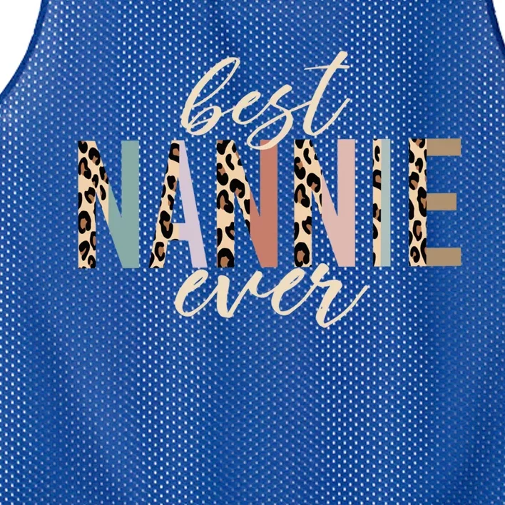 Best Nannie Ever Funny Gift Leopard Print Mothers Day Funny Gift Mesh Reversible Basketball Jersey Tank