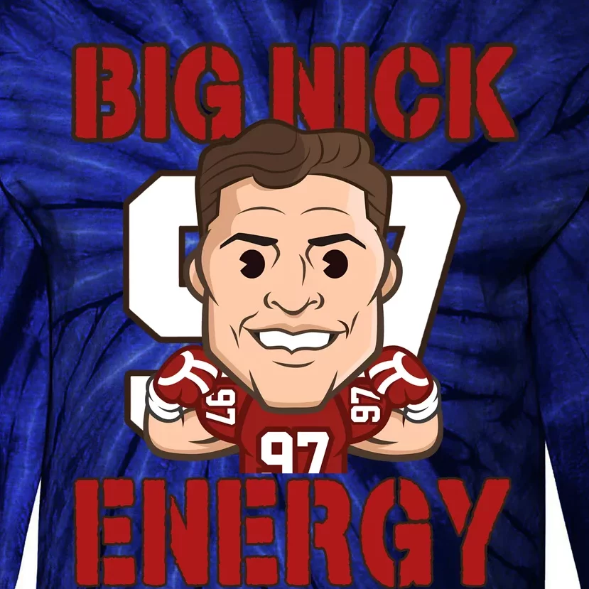 Big Nick Energy Nick 97 Football Player Bosa Fan Tie-Dye Long Sleeve Shirt