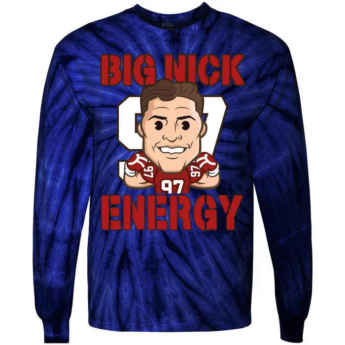 Big Nick Energy Nick 97 Football Player Bosa Fan Tie-Dye Long Sleeve Shirt