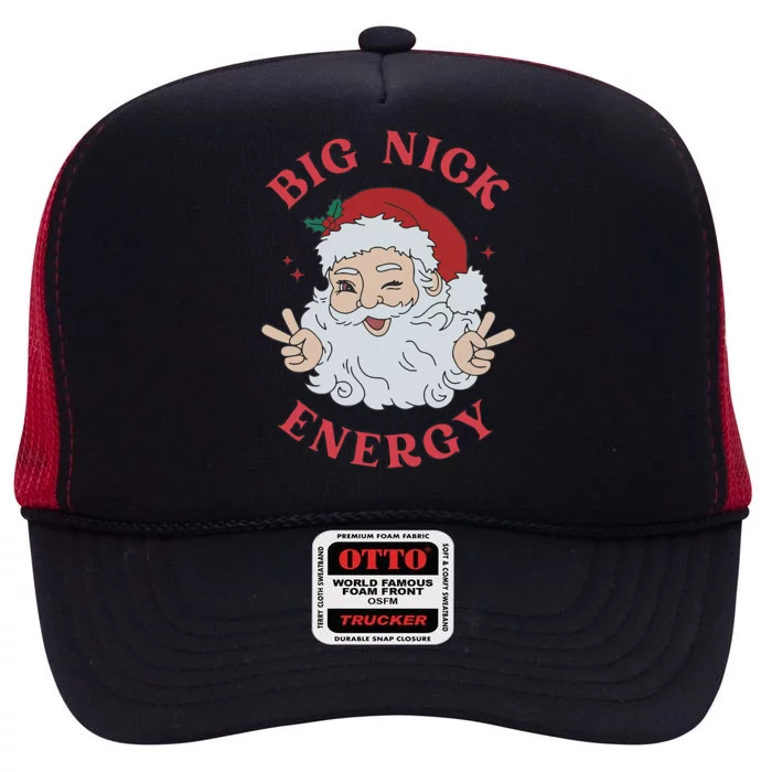 Big Nick Energy Santa Naughty Humor Christmas High Crown Mesh Trucker Hat