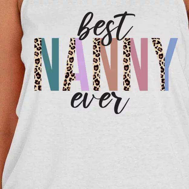 Best Nanny Ever Cheetah Cute Gift Women's Knotted Racerback Tank