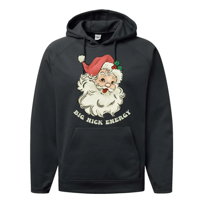 Big Nick Energy Santa Groovy Retro Performance Fleece Hoodie