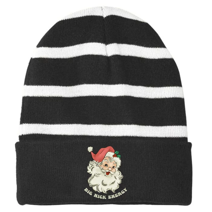 Big Nick Energy Santa Groovy Retro Striped Beanie with Solid Band