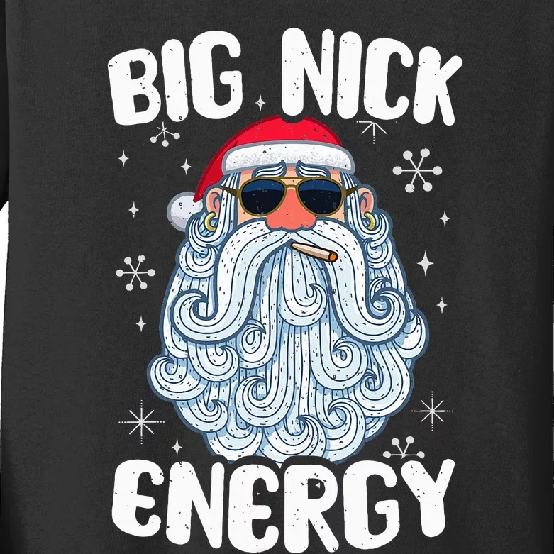 Big Nick Energy Funny Santa's Xmas Christmas Kids Long Sleeve Shirt