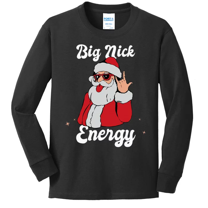 Big Nick Energy Funny Xmas Christmas Kids Long Sleeve Shirt