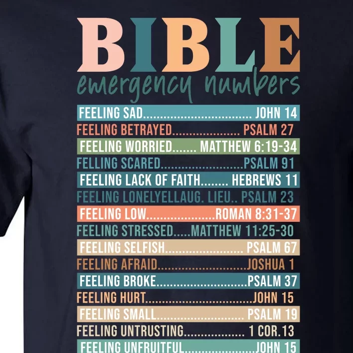 Bible Nutrition Emergency Numbers Tall T-Shirt