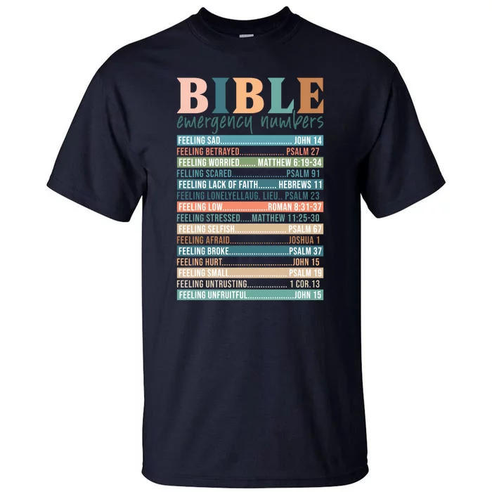 Bible Nutrition Emergency Numbers Tall T-Shirt