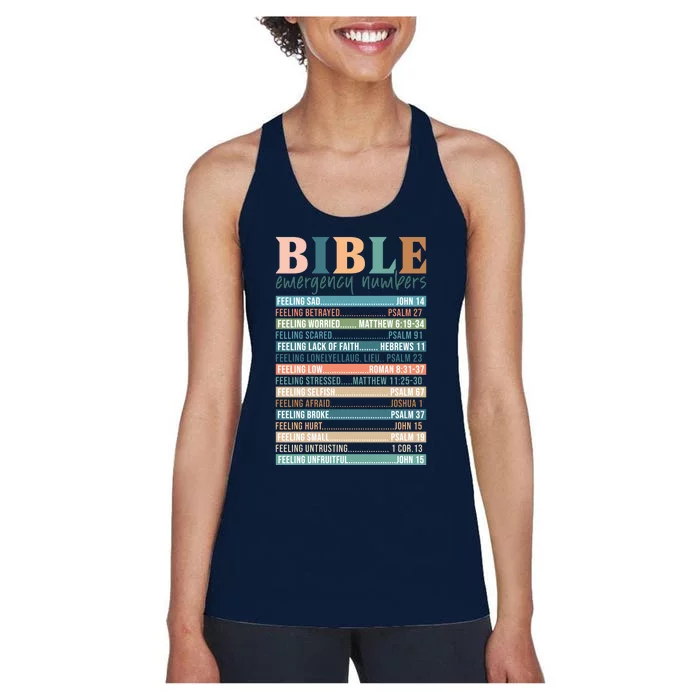 Bible Nutrition Emergency Numbers Women's Racerback Tank