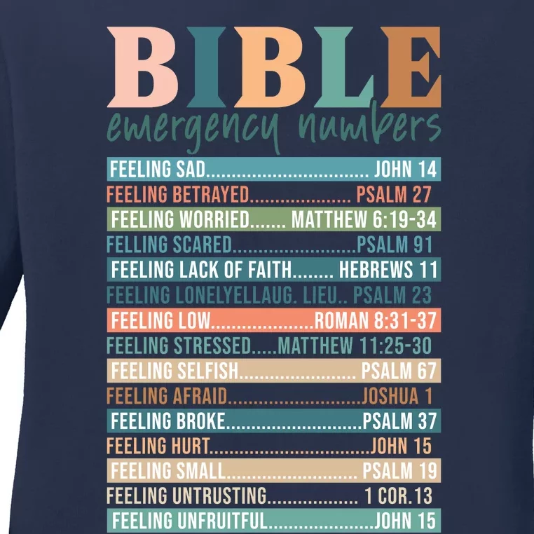 Bible Nutrition Emergency Numbers Ladies Long Sleeve Shirt