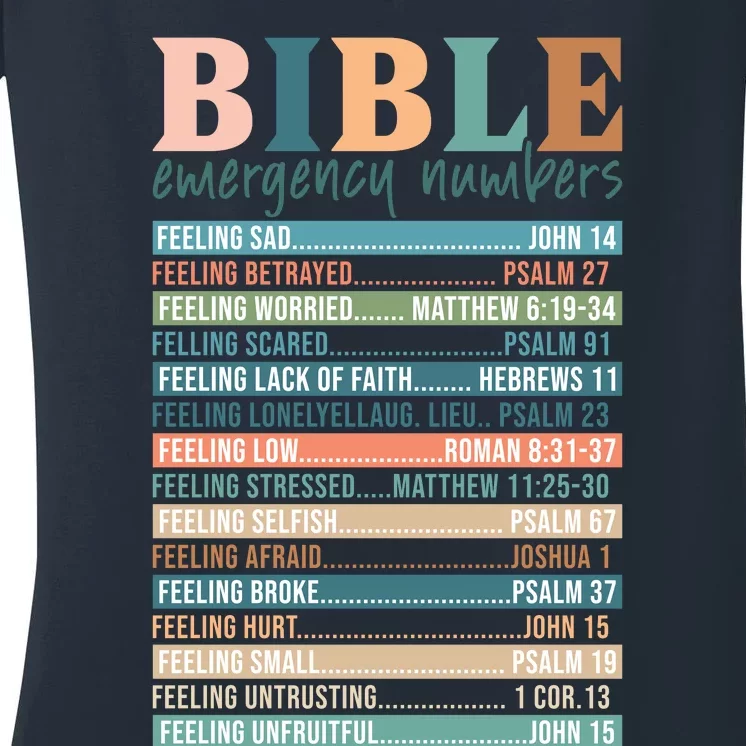 Bible Nutrition Emergency Numbers Women's V-Neck T-Shirt