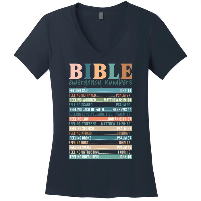 Bible Nutrition Emergency Numbers Women's V-Neck T-Shirt