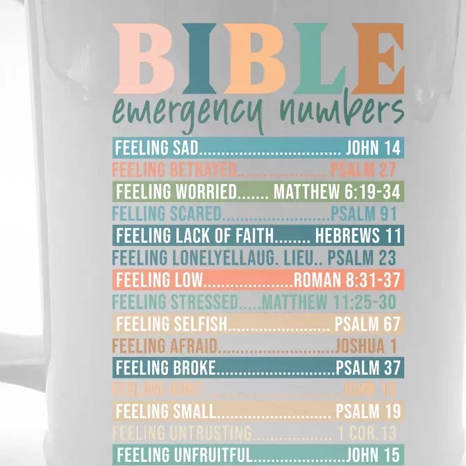 Bible Nutrition Emergency Numbers Front & Back Beer Stein