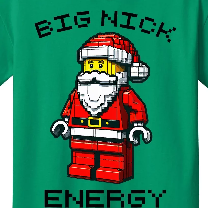 Big Nick Energy Santa Block Building Xmas Master Builder Kids T-Shirt