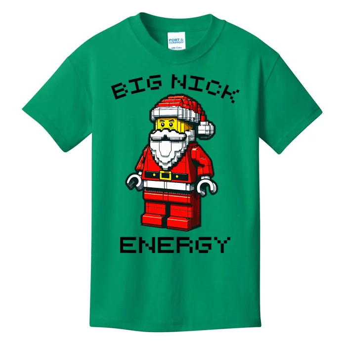 Big Nick Energy Santa Block Building Xmas Master Builder Kids T-Shirt