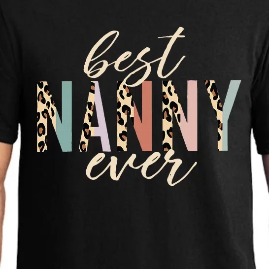 Best Nanny Ever Gifts Leopard Print Mothers Day Pajama Set